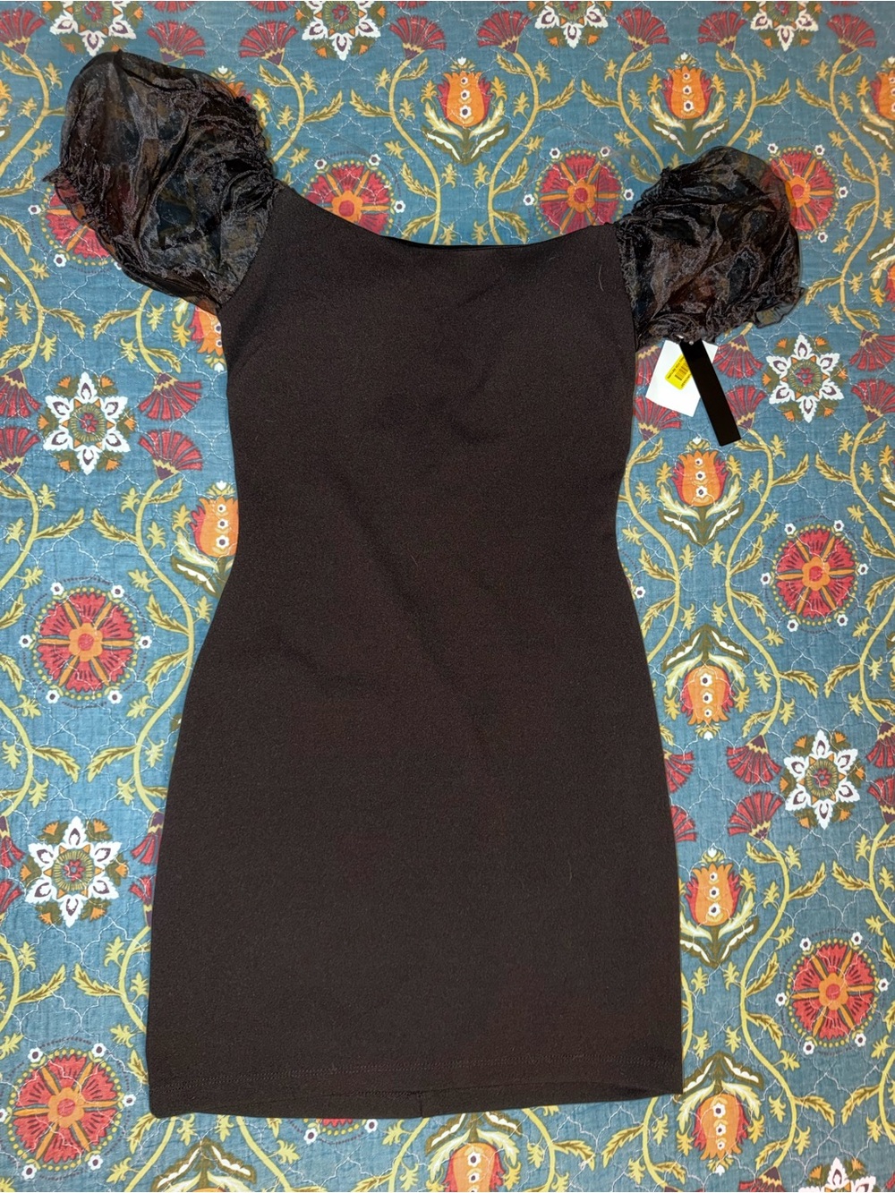 Xtraordinary Black Puff-Sleeve Mini Dress